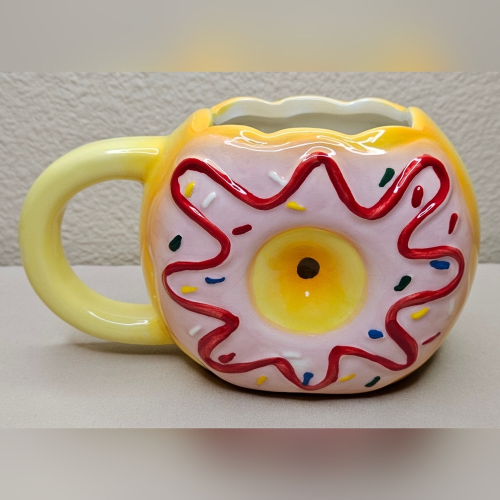 Strawberry Covered Donut With Sprinkles Ceramic Mug NEW